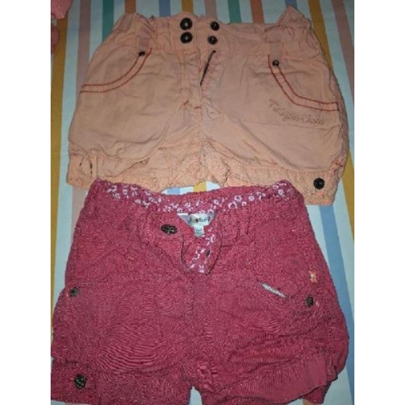 Lot 2 short rose et pêche KIDKANAÏ 24mois 86cm boutons pressions