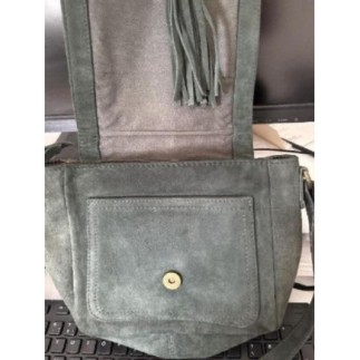 Sac vert bandouilliere daim caroll 