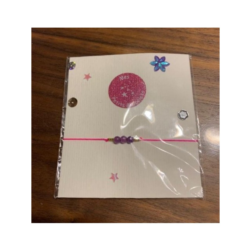 Bracelet fin re´glable et perles en ame´thyste