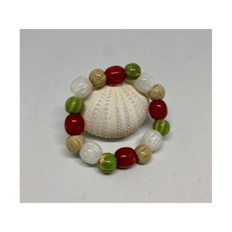 Bracelet e´lastIque perles en re´sine et ceramique XXL