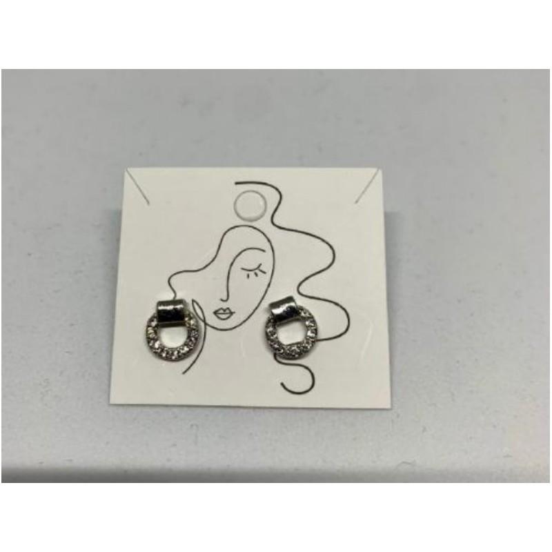 Boucles d'oreiles argente´es et strass