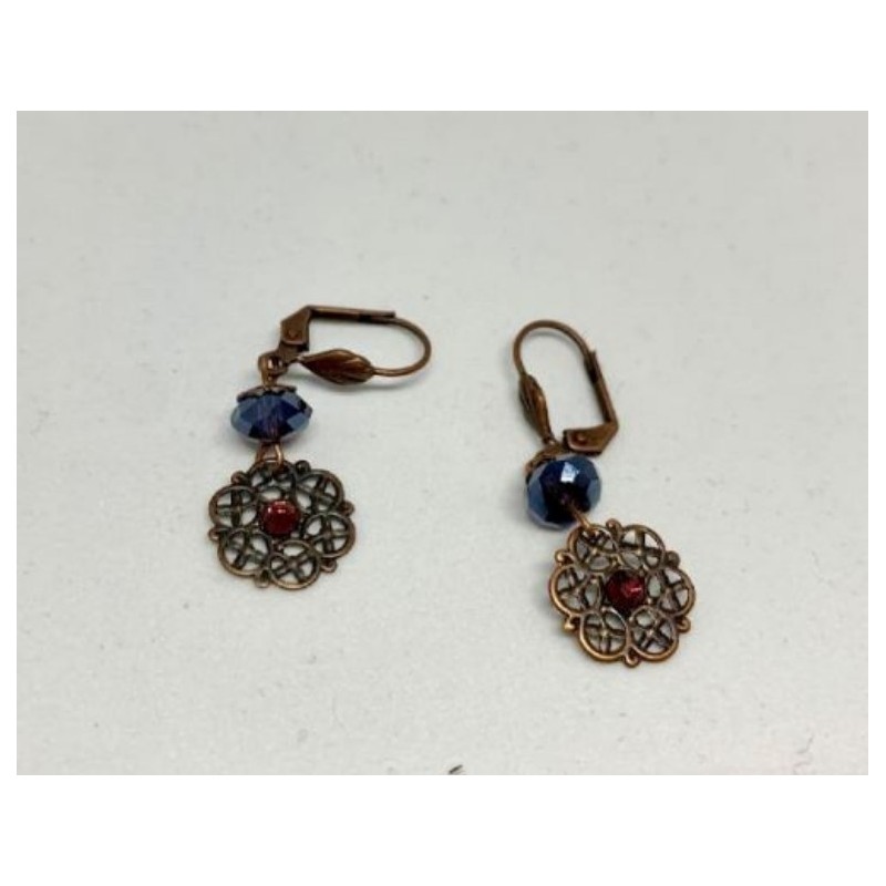 Boucles d'oreiles dans nickel perles en verre mauves 
