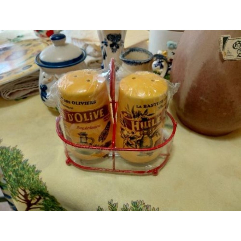 Duo salière & poivrier décor Provence (neuf)