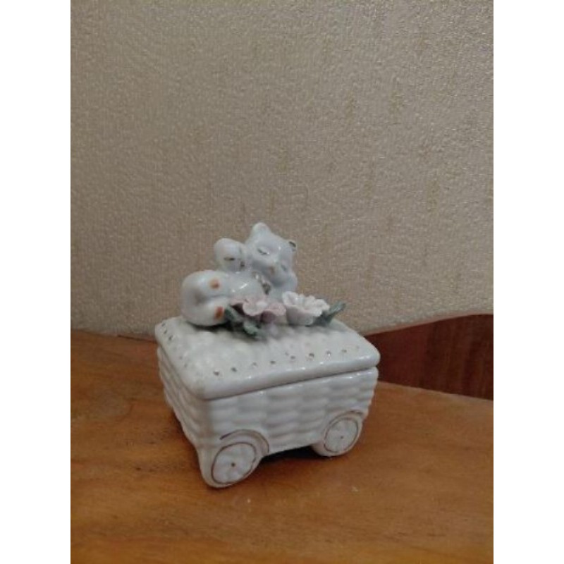 Petite Boîte à bijoux céramique - Décor Oursons