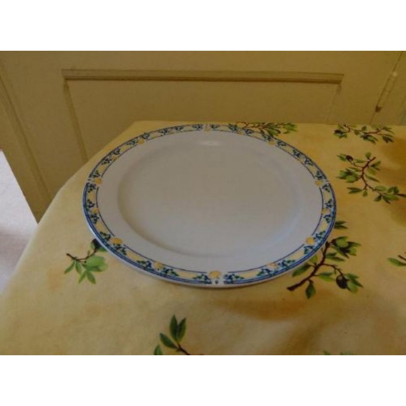 Lot de 12 assiettes à liseré bleu et jaune (Style Provençal) Moyennes