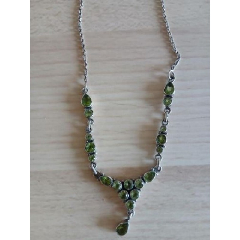 Collier indien argent peridot