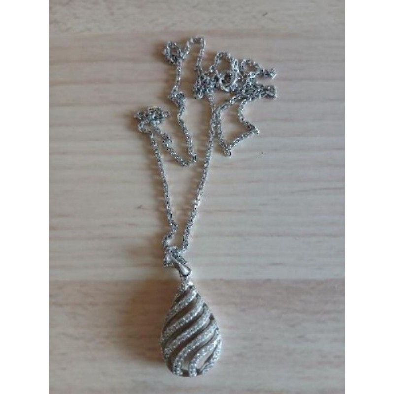 Collier argent et zircon goutte 