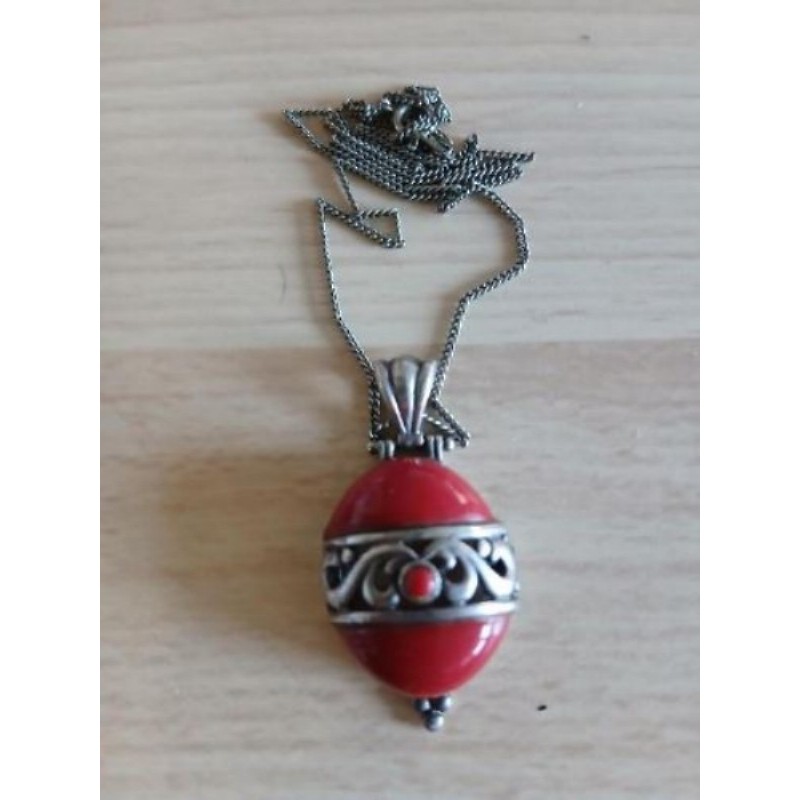 Collier ancien argent corail 