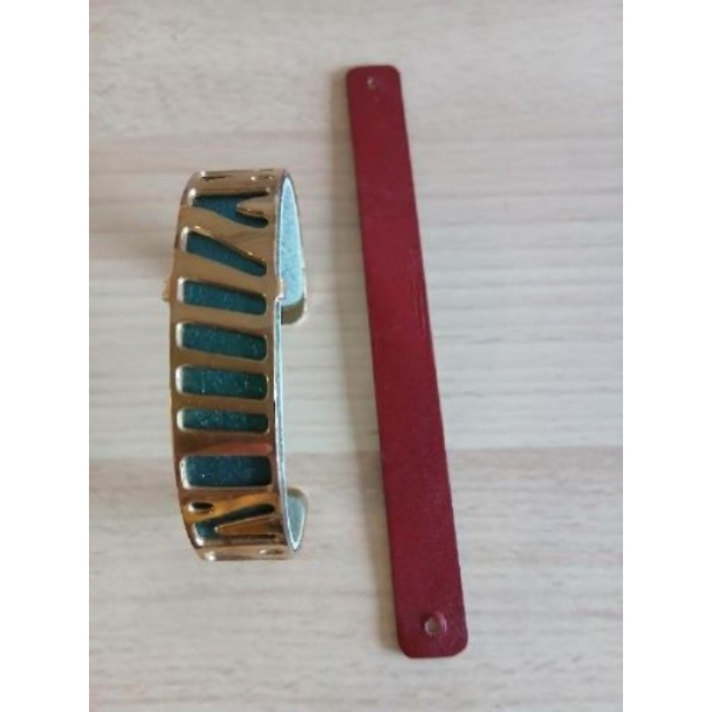 Bracelet doré les georgettes avec 2 cuirs