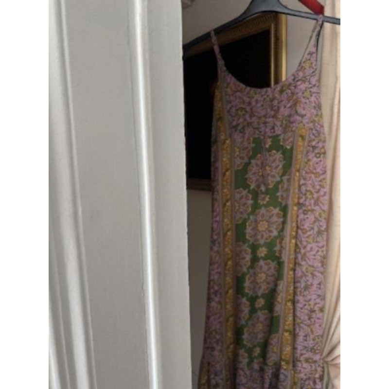 Robe longue soie rose vert taille 38