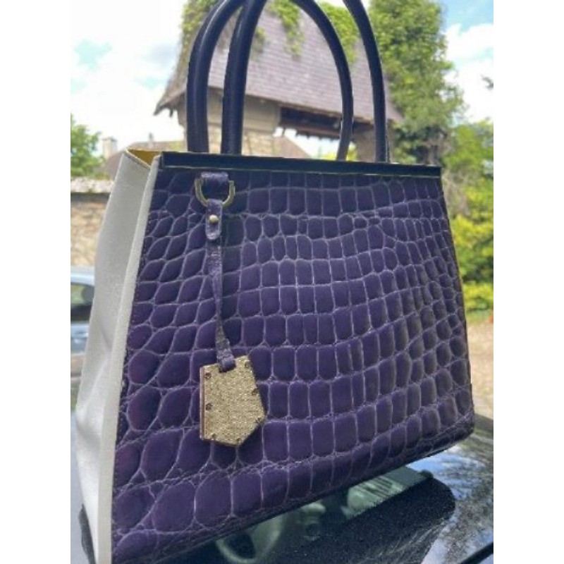 Sac cuir violet crème jaune 