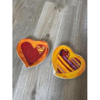 Assiette cœur orange et rouge
