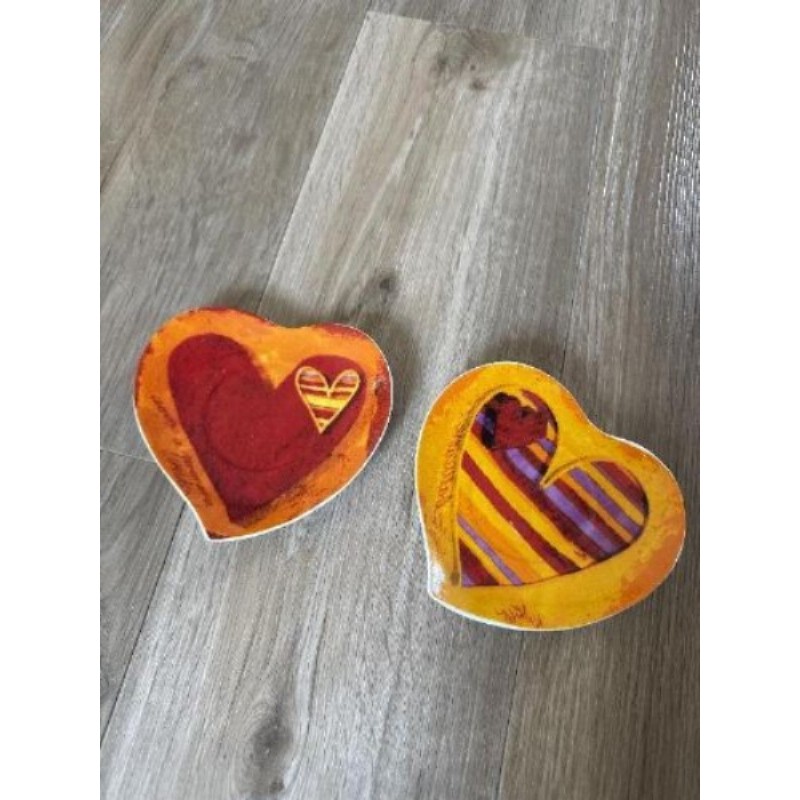Assiette cœur orange et rouge