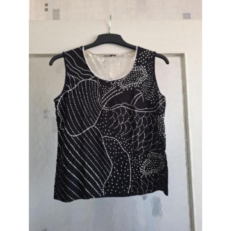 T-shirt sans manche noir imprimé dos voile taille 3