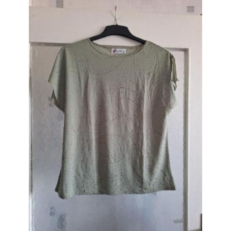 T-shirt kaki à paillettes taille L 