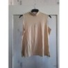T-shirt sans manche col Mao beige taille L