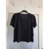 T-shirt noir pailletté col croisé taille L 