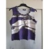 T-shirt sans manche motif blanc et violet détail au col taille L