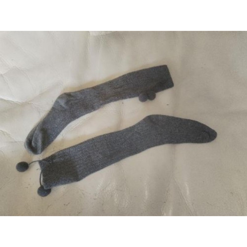 Chaussettes hautes Lola Palacios 6-8ans grises pompons 