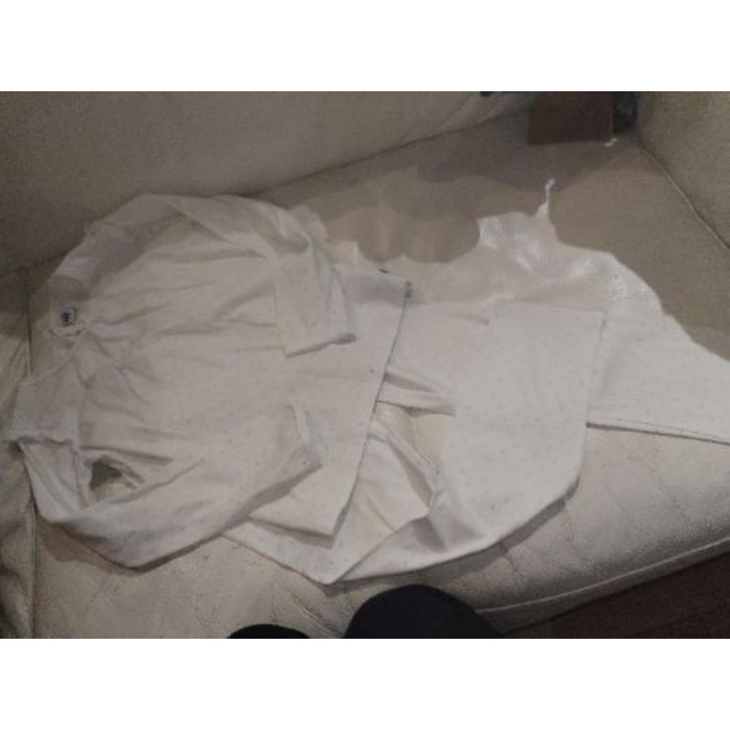 Pyjama iconique petit bateau 8 ans, pantolon et haut manches longues blanc 