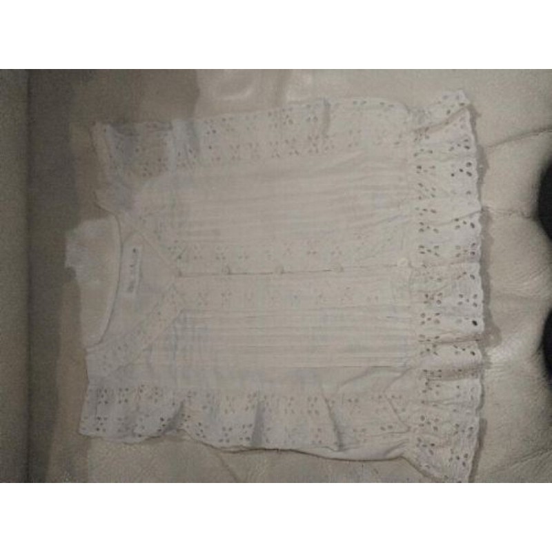 Top brodé Zara 8ans, sans manche, blanc