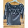 Haut noir  étincelle avec fleurs taille S