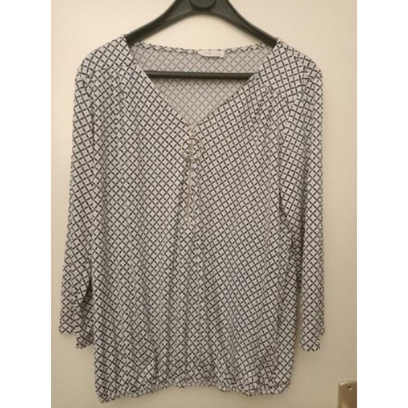 Haut noir et blanc fermeture éclair devant taille M 