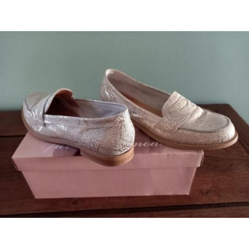 MOCASSIN FEMME CUIR MOTIF LEZARD DORE - TAILLE 38