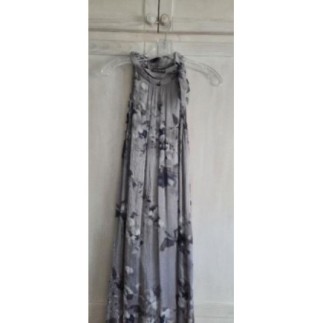 Robe soie bleu gris