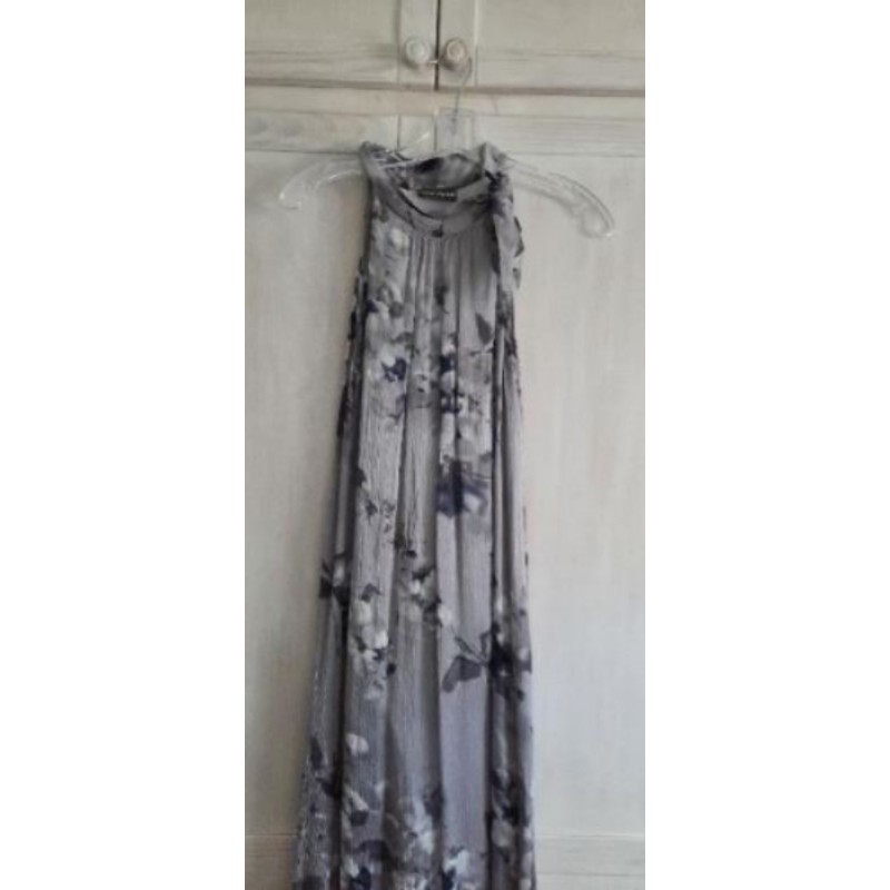 Robe soie bleu gris
