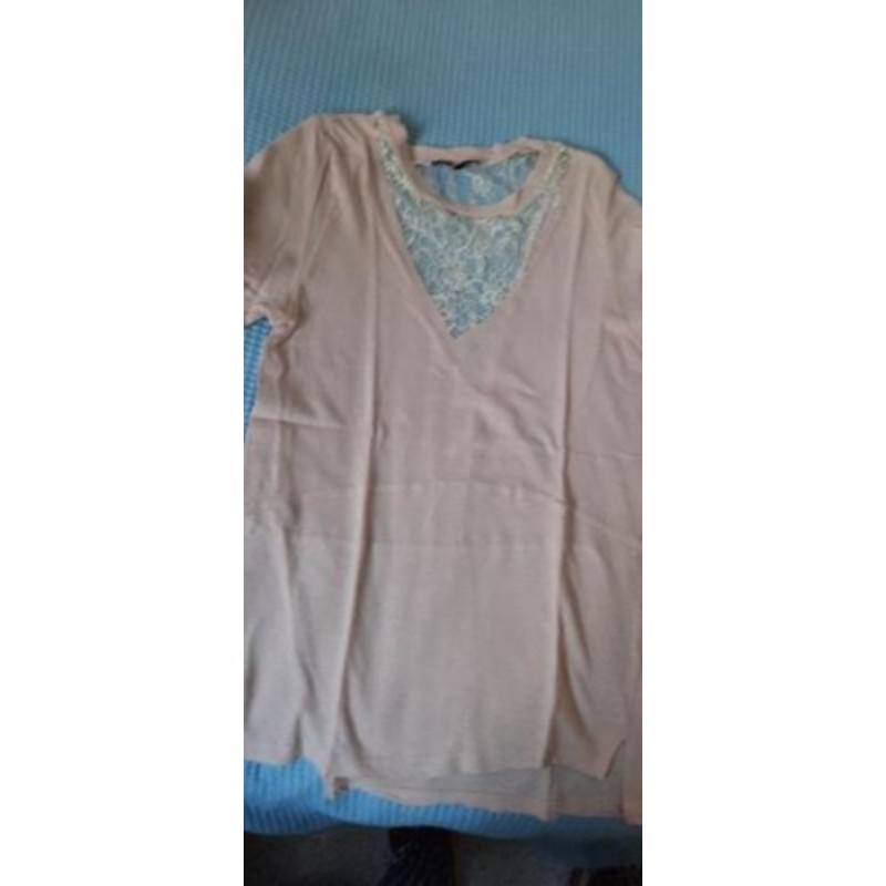 Tee-shirt rose dentelle t40