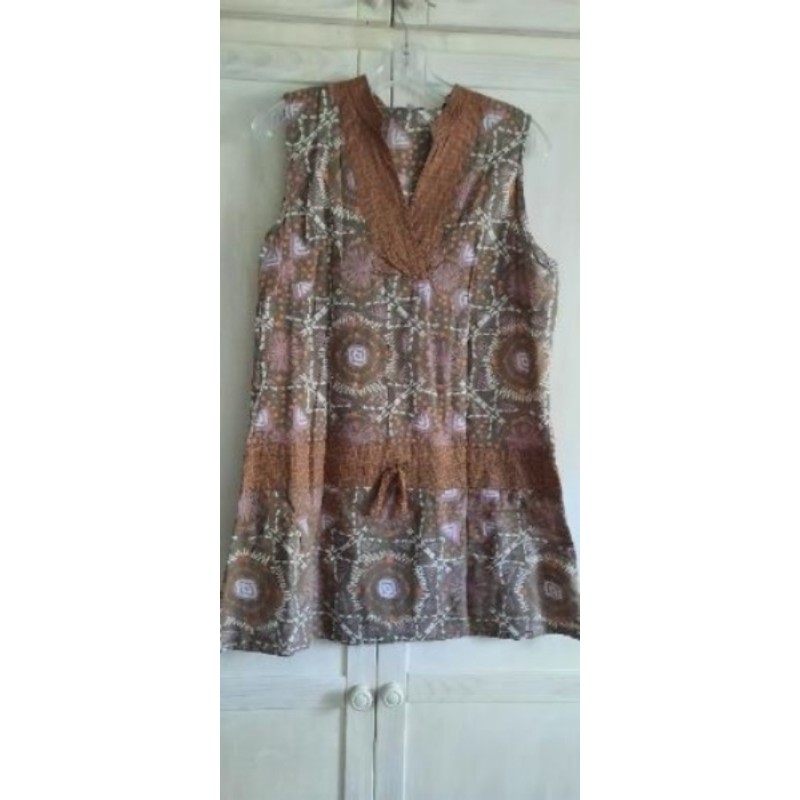 Tunique géométrique mauve/marron