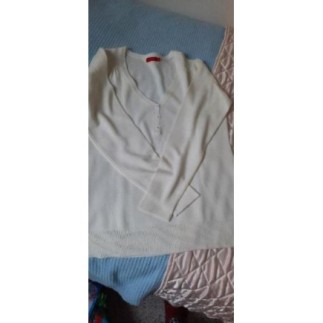 Pull V blanc cassé T40