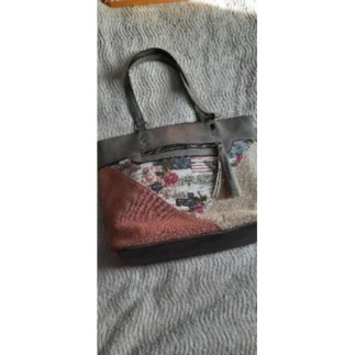 Sac à main gris/rose /fleurs