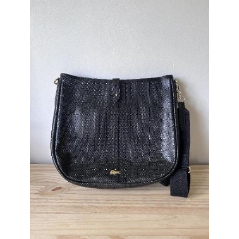 Sac cuir noir Lacoste, bon état