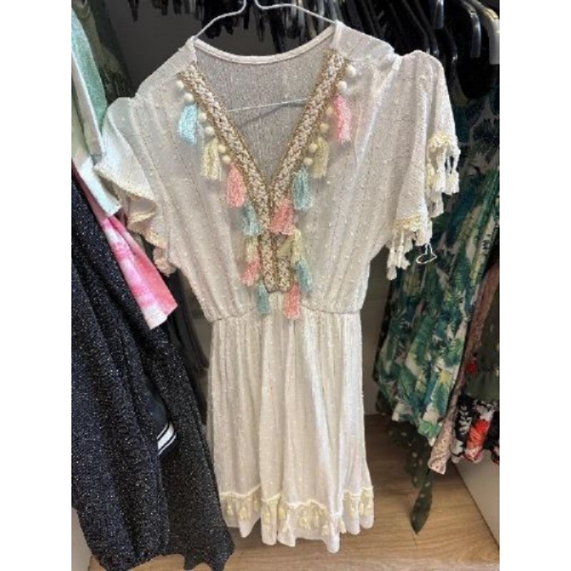Robe plumeti et pompons taille 14 ans -N 