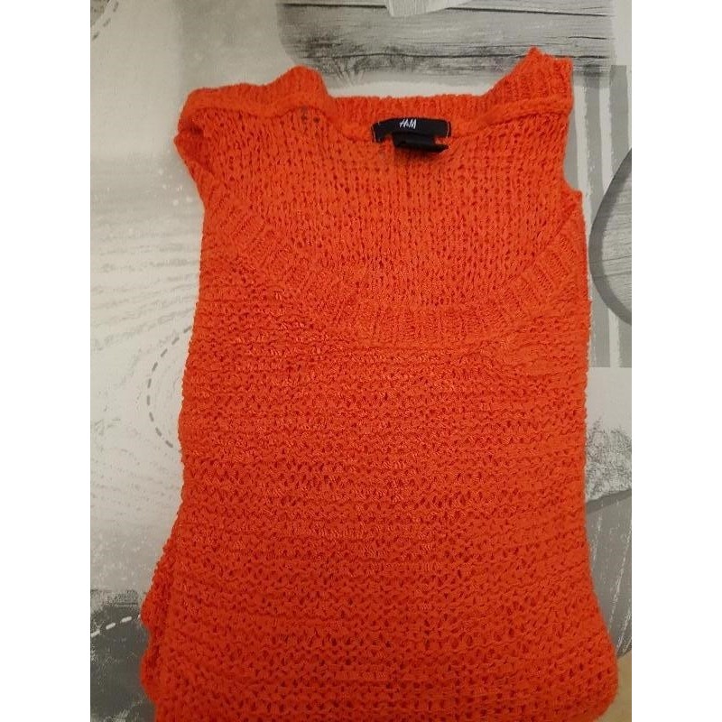 Pull ajouré orange T44
