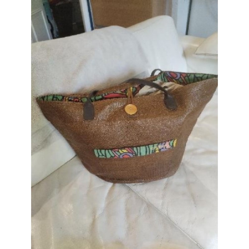 Sac plage paille marron oxbow, intérieur tissu 