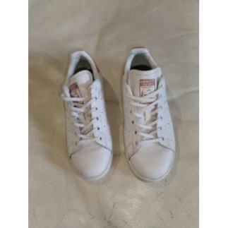 Baskets 36 2/3 Adidas CUIR véritable Stan Smith blanc et vieux rose