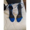Sandales Sandro 37 cuir daim bleu ressemellées portées 1 fois