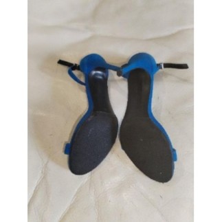 Sandales Sandro 37 cuir daim bleu ressemellées portées 1 fois