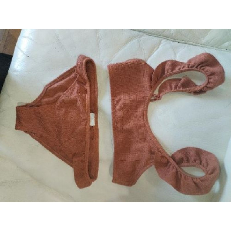 Maillot 2 pieces 8-10ans zara, nid d'abeille terracotta 