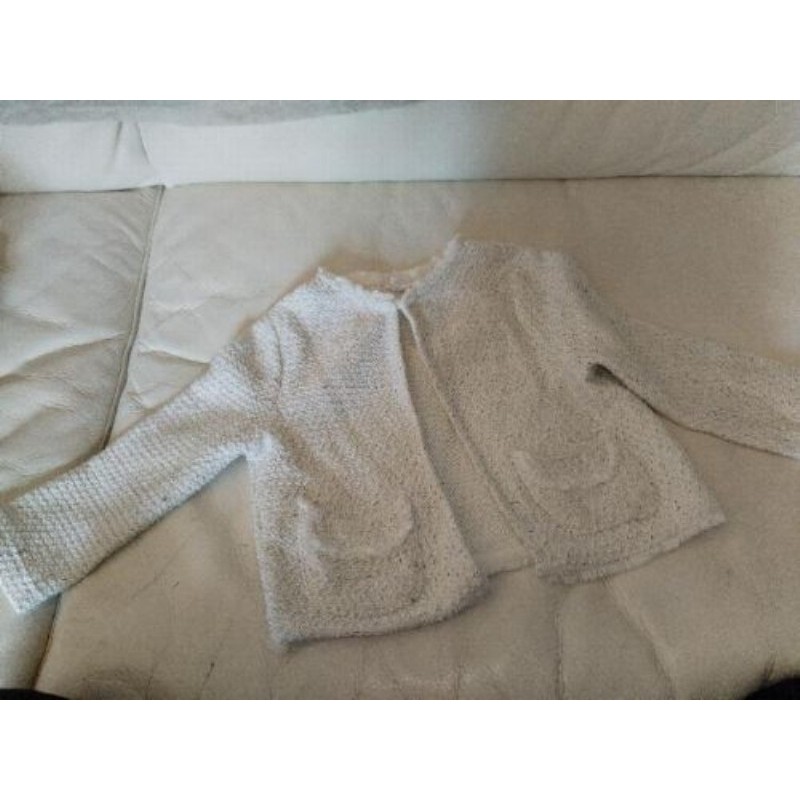 Gilet veste 7-8ans mango tweed blanc et lurex