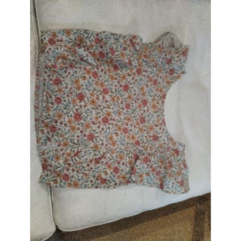 Blouse mango 8-10 ans, fluide crop smoke fleurs 