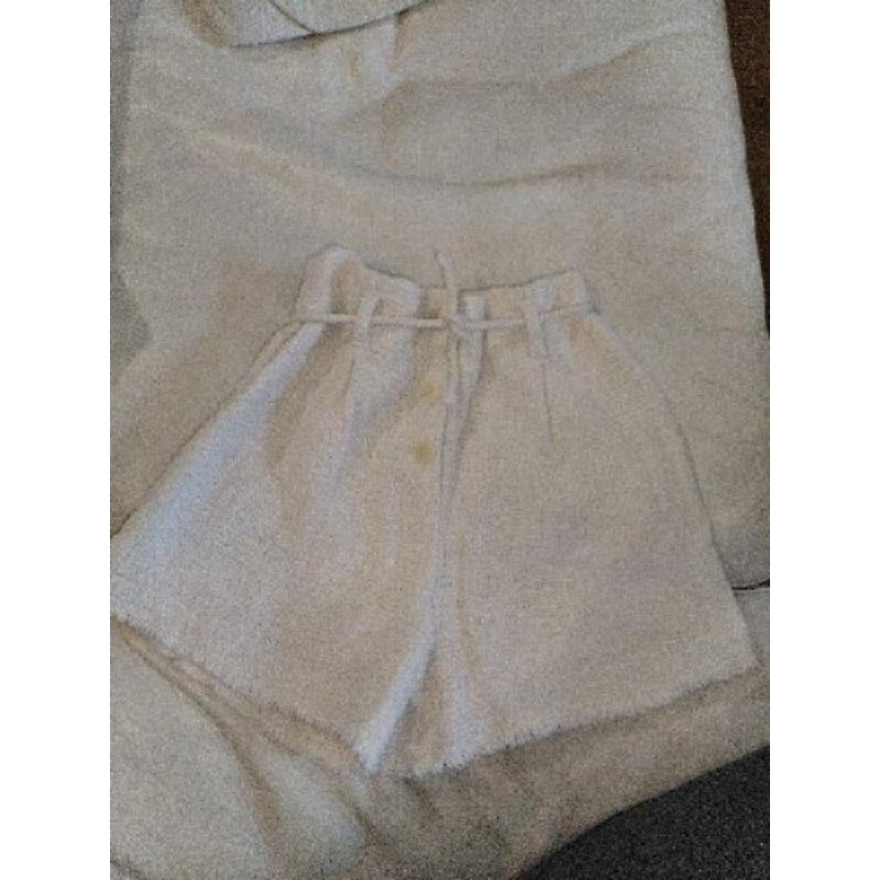 Short zara 10 ans tweed blanc cassé corde 