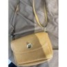Petit sac à bandoulière beige cuir véritable 