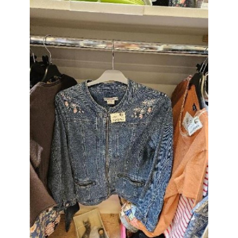 Veste jean femme atlas brodée fleurs T.38/40