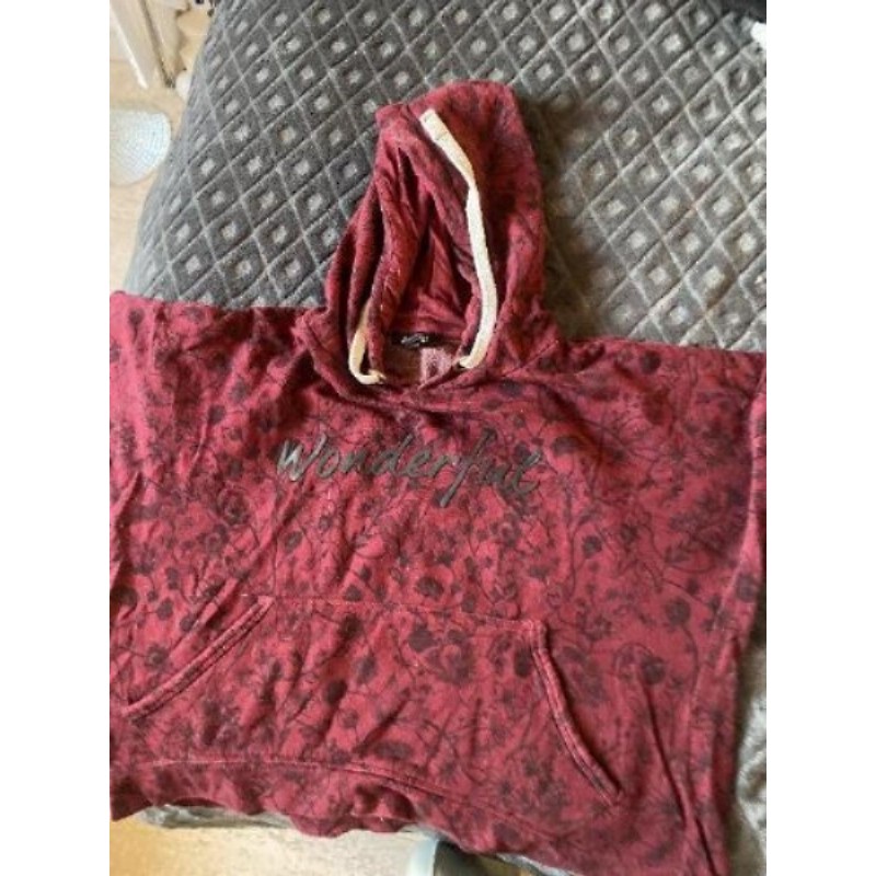 Sweat, à capuche bordeaux à fleurs Wonderful CROP top Jennyfer taille 36