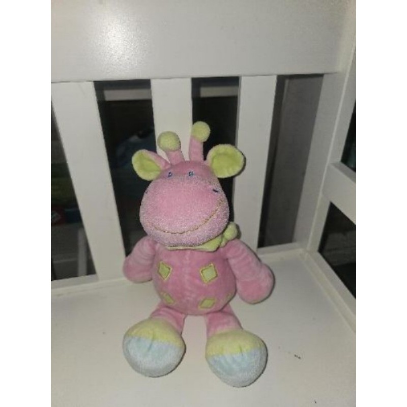 Peluche rose et vert Vache 