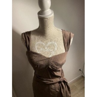 Robe cérémonie avec étole - soie - mango - taille L